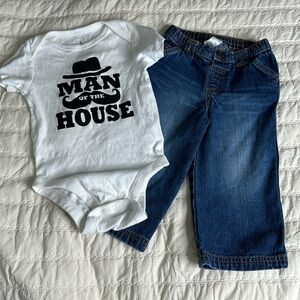 18-24m Old Navy onesie and George jeans